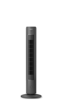 (ouvre dans la même fenêtre) Un grand ventilateur colonne noir Philips série 5000 avec un bouton d'aromathérapie en façade