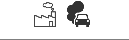 Icônes usine et voiture avec fumées